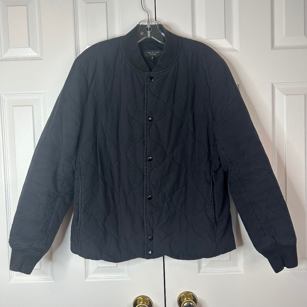rag & bone Black Quilted Bomber Jacket